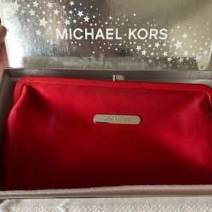 Michael Kors red satin clutch